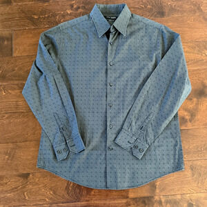 John Henry Modern Fit Large Grey Micro Paisley Print 100% Cotton Button Shirt